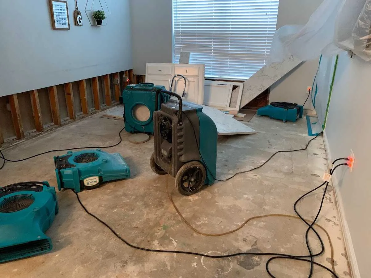 Dehumidifier in flood-cut room for Water Damage Restoration in Cape Coral